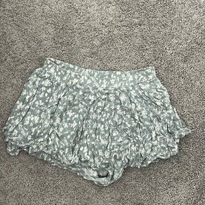 White & Blue Flower Shorts